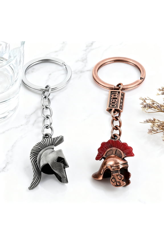 2pcs/set, 3D Helmet Keychains, Italian Rome Travel Souvenirs, Metal Key Ring Ornaments, Small Gifts, Cross-Border E-commerce Item for Tourism Memorabilia & Fashion Accessories Business