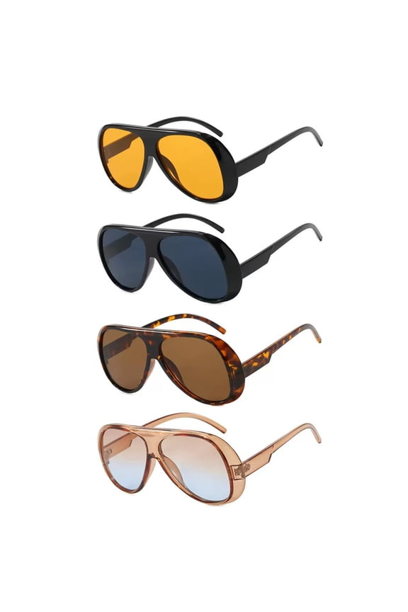 4pcs/Set Leopard Print Large Frame Sunglasses. Available in 4 Colors. Street Style Sun Protection Frog-Shaped Sunglasses. Trendy Sun-Blocking Glasses for Women. Suitable for Frequent Sun