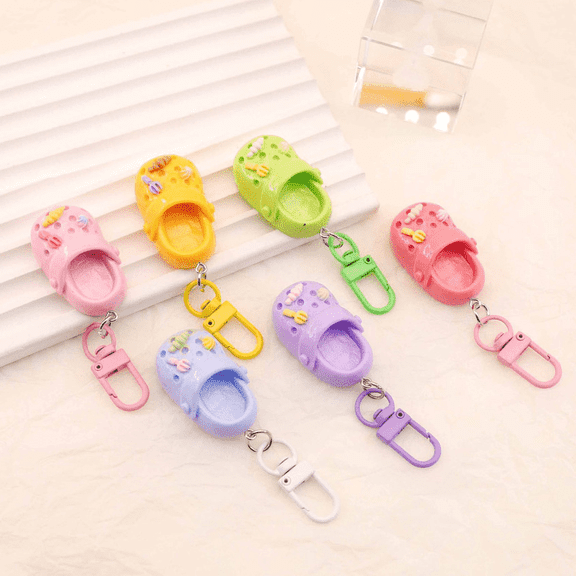 AINYROSE 6pcs Resin Cute Croc Keychain Set - Creative Charms for Bags & Backpacks, Perfect Gift for Couples & Best Friends