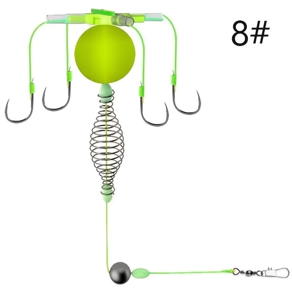 AINYROSE [Explosive 4-Hook Rig] Explosive Four-Hook Fishing Rig with Sharp Hooks | Resistant to Water Flow, Featuring a Buoy