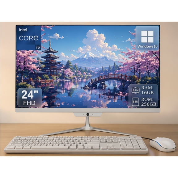 All in one desktop computer 24" FHD Intel Core i5 up to 3.6GHz, 16GB RAM, 256GB SSD, Built-in HD Webcam,Windows 10