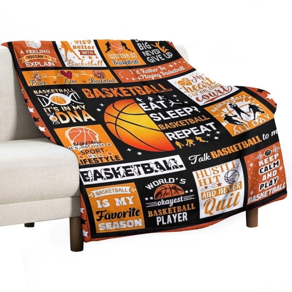 AIOE Basketball Blanket Ultra Soft Basketball Flannel Throw Lightweight Blanket for Boys Girls Women Team Basketball Lovers Gifts 40x50in