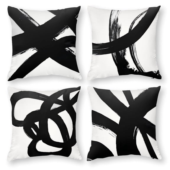 AIOE Black and White Throw Pillow Covers 16x16 Inch Abstract Pillow Covers for Couch Modern Striped Cushion Covers Living Room Sofa Bedroom Decorative Pillows Cases Set of 4