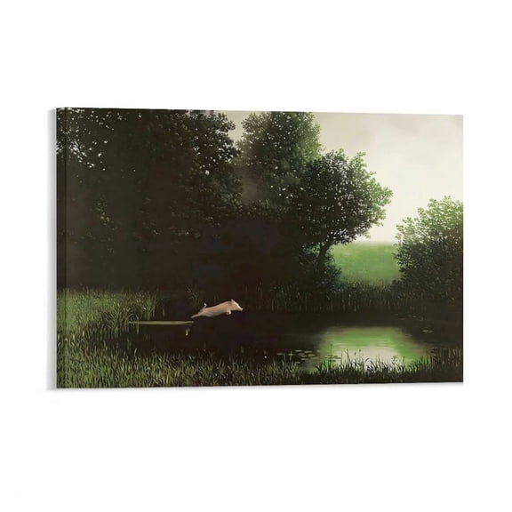 AIOE Diving Pig Michael Sowa Dock Flying Pig Animals Funny Poster Canvas Print Wall Art Modern Classroom Kitchen Bedroom Room Aesthetics Decor Frame: 24x16in