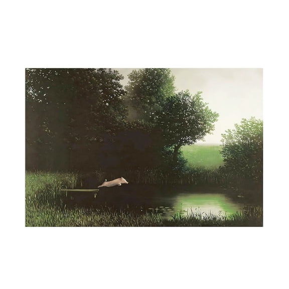 AIOE Diving Pig Michael Sowa Dock Flying Pig Animals Funny Poster Canvas Print Wall Art Modern Classroom Kitchen Bedroom Room Aesthetics Decor Unframe: 24x16in