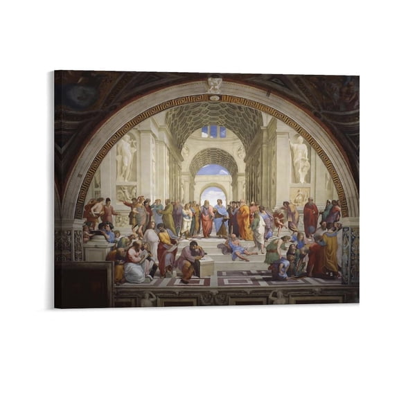 AIOE Elevate Your Home Office with ‘The School of Athens’ Renaissance Masterpiece Fine Art Print – Chic Classical Academic Wall Decor for Inspired Creativity Frame: 20x16in