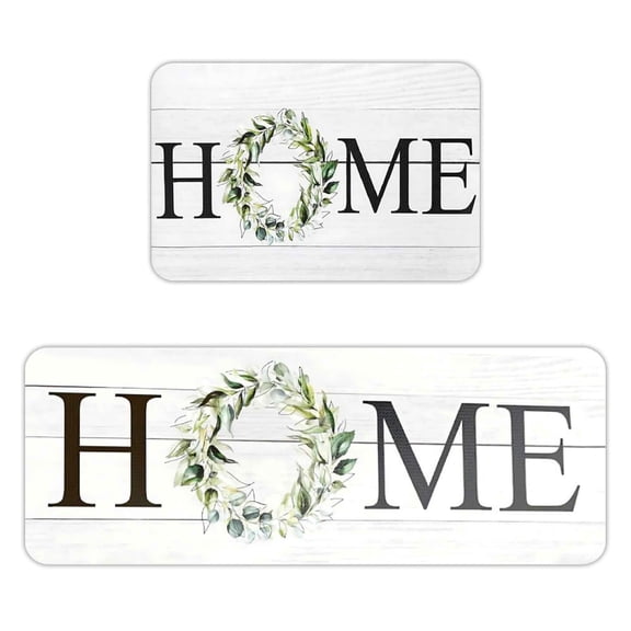 AIOE Farmhouse Anti-Fatigue Kitchen Mats 2 Piece Set - Spring Non-Slip Cushioned Rugs With Memory Foam - Waterproof Standing Mats for Floor 17"x47" 17"x29.5"