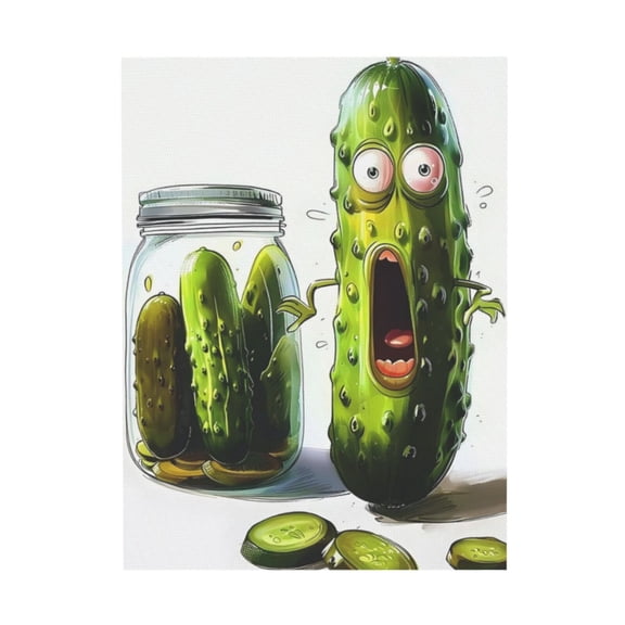 AIOE Funny Kitchen Wall Art: Eclectic Canvas Prints - Cute Cool Vegetable Painting - Colorful Weird Aesthetic Artwork for Dining Room - Cucumber Food Picture Unframe: 11x14in