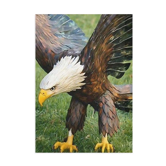 AIOE Garden and Yard Statue-Flight of Freedom American Bald Eagle Hanging Bird Statue Eagle Decor-Bald Eagle Statue, Majestic America Indoor/Outdoor USA Decor for Office, Patio Unframe: 8x12in