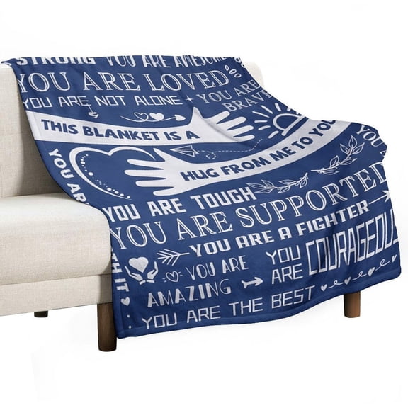 AIOE Healing Hug Blanket, Inspirational Gifts for Men, Comfort Items Chemo Patients, After Surgery Recovery Gifts, Cancer Get Well Gifts for Men, Blue 60x80in