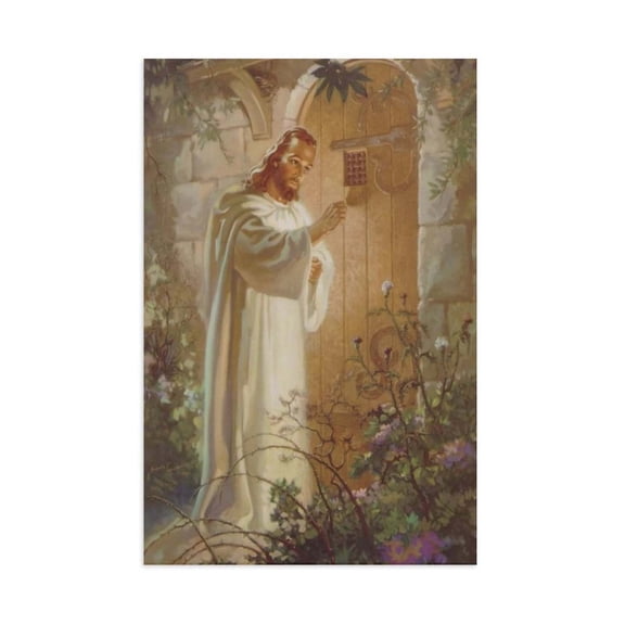 AIOE Jesus Christ Knocking At The Door Canvas Poster Modern Aesthetic Picture Wall Art Home Office Decoration Painting Holiday Gift Unframe: 12x18in