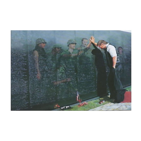 AIOE Lee Teter's Reflection on The Vietnam Military Memorial Wall Painting Canvas Painting Wall Art Poster for Bedroom Living Room Decor Gift Unframe: 24x16in
