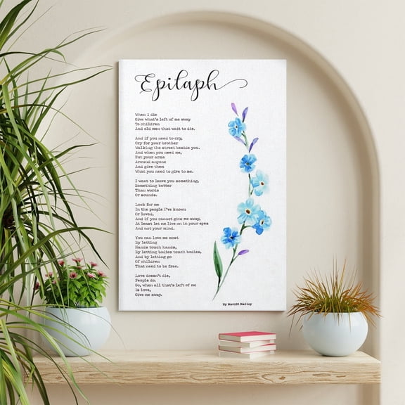 AIOE Merritt Malloy's Epitaph Poem When I Die Poster Poem About Death, Take Me Away Poster Wall Art Paintings Canvas Wall Decor Home Decor Living Room Decor Aesthetic Prints Frame: 16x24in