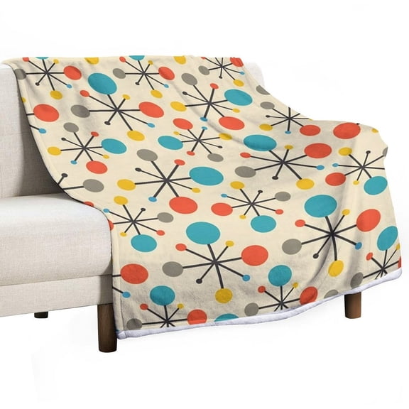 AIOE Mid Century Atomic Retro Blanket, Soft Blankets Flannel Bed Throw Cozy Lightweight Plush Gifts for Women Men Boys Girls Sofa Couch Bedroom Living Rooms Warm All Season 60x80in