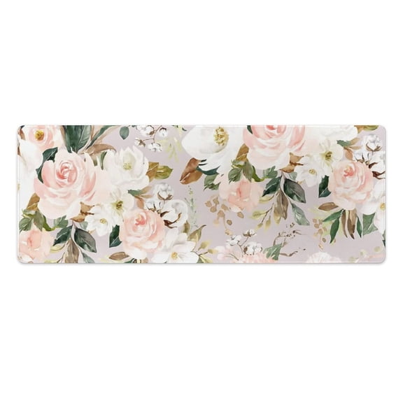 AIOE Mouse Pad Pretty Floral, Pink Flowers Keyboard Pad Washable Mousepad Cloth Non-Slip Rubber Base Computer Mouse Pads for Decor Home Office Women 35.4x15.7 in