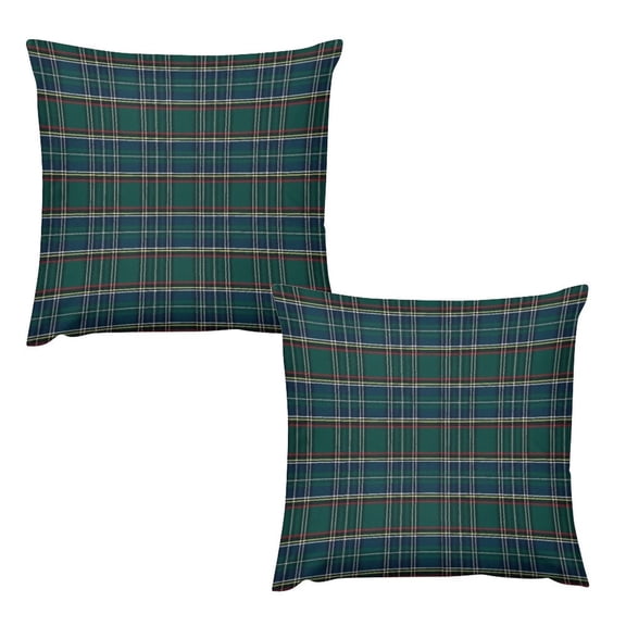 AIOE Pack of 2 Christmas Plaid Decorative Throw Pillow Covers Scottish Tartan Cushion Case for Farmhouse Home Holiday Decor Green 12x20 Inch