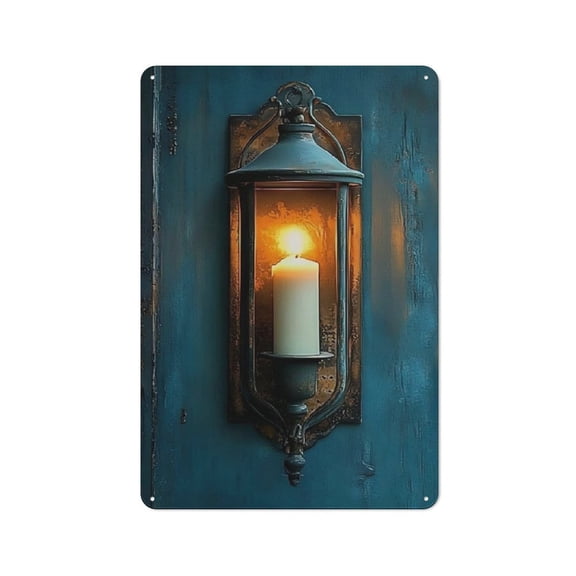AIOE Vintage Iron Tin Sign Wall Lantern Decor, Candle Holder Sconce with Historical Charm, Artistic Metal Sign for Living Room, Bedroom, Office, Classroom Decor 12x16inch(30x40cm)