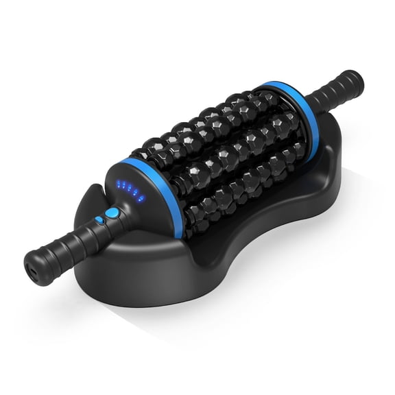 AIOMUO Cordless 360° Rolling Percussive Massager, Rechargeable Deep Tissue Massage Roller with 5 Speeds for Back, Leg, Belly & Body Sculpting Recovery