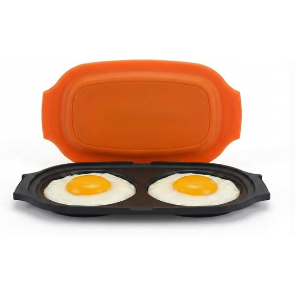AIOMUO Microwave Egg Fryer | Cooker & Poacher for Breakfast Sandwiches | Maker for 2 Eggs | Dishwasher-Safe & BPA-free
