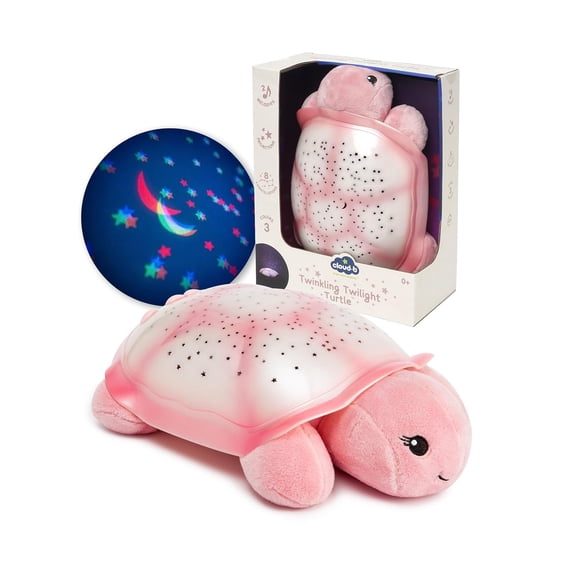 AIOMUO Star Projector Nightlight with White Noise Soothing Sounds | Adjustable Settings and Auto-Shutoff | Twinkling Twilight Turtle - Pink