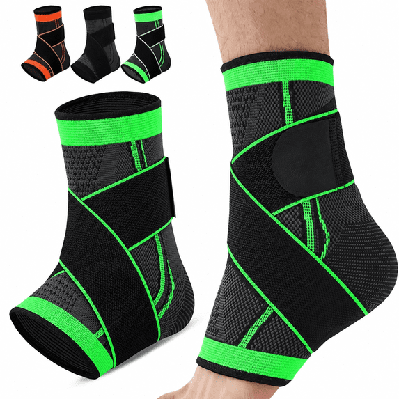 AIOMUO Youth Heel & Ankle Sleeve for Kids, Sever's Disease, Heel Pain Relief & Growth Plate Support, Compression Brace for Soccer, Basketball & Running - Green (X-Large)