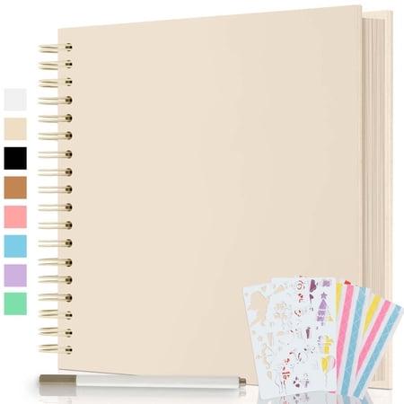 AIOR 7x7 Inch Scrapbook Album 40 Pages Hardcover Small scrapbook DIY Scrapbook Photo Album Thick Kraft Paper Memory Book, Scrap Book Photo Albums for Couple Baby Wedding Family