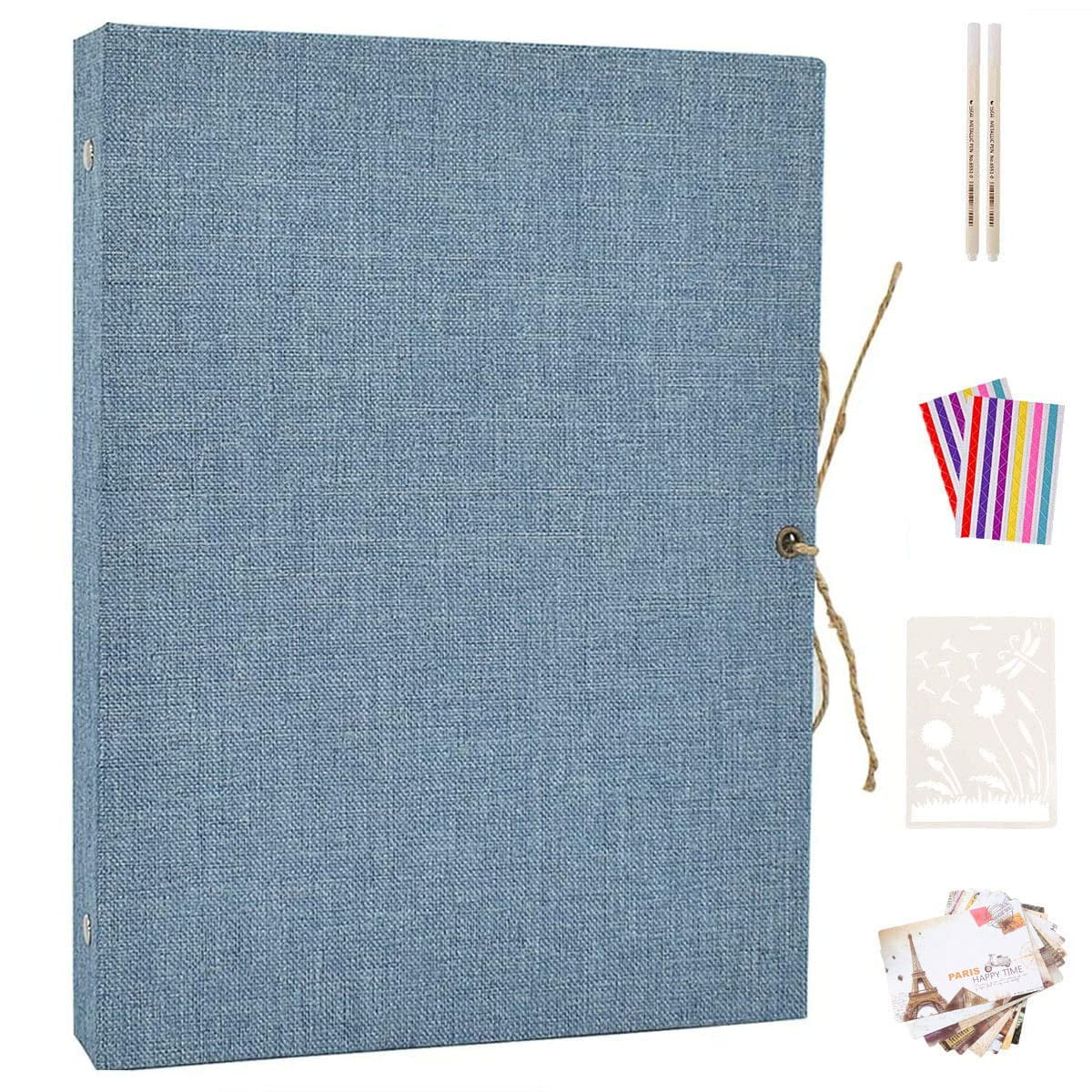 Mlfire 80 Pages Scrapbook Photo Albums DIY Handmade Scrapbooking Kits Souvenir Album with 6 Metallic Pens Gifts for Baby Child Wedding Travel Festival