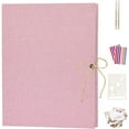 thumbnail image 1 of AIOR Photo Album Scrapbook 60 Pages Self Adhesive, Linen Cover Magnetic Scrapbook Album, DIY Photo Album Book with 6 Metallic Pen, Ideal Gifts for Family Travel Wedding Baby (Pink), 1 of 6