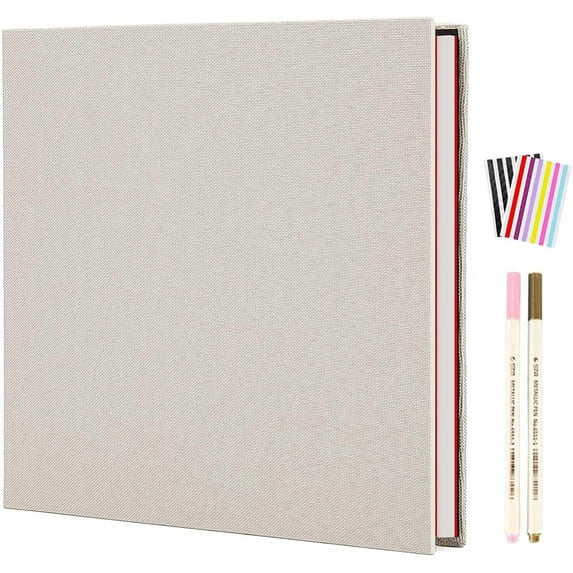 AIOR Scrapbook 10.6" x 11" Beige Self Adhesive Photo Album, Holds 40