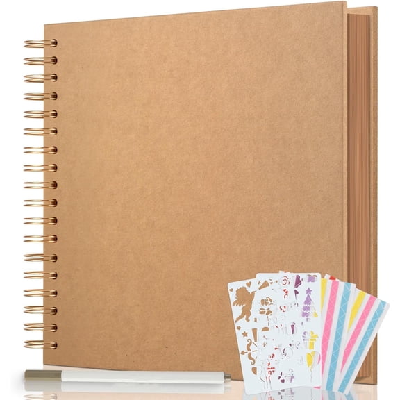 AIOR 7x7 Inch DIY Scrapbook Album 40 Pages Hardcover Small scrapbook DIY Scrapbook Photo Album Thick Kraft Paper Memory Book, Scrap Book Photo Albums for Couple Baby Wedding Family