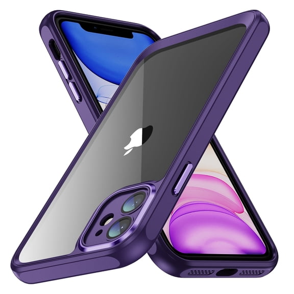 AIOVETEAB Compatible with iPhone 11 Case, [Full Camera Lens Protection] Thin Slim Shockproof Bumper Protective Case, Anti-Scratch Clear Back Cover, Purple