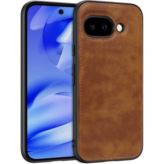 AIOVETEAB Compatible with Google Pixel 9a Case Premium Leather TPU Hybrid Case Cover,Brown