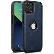 AIOVETEAB Compatible with iPhone 13 Case Premium Leather TPU Hybrid Case Cover,Navy Blue