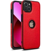 AIOVETEAB Compatible with iPhone 13 Mini Case Premium Leather TPU Hybrid Case Cover,Red