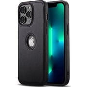 AIOVETEAB Compatible with iPhone 13 Pro Max Case Premium Leather TPU Hybrid Case Cover,Black