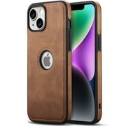 AIOVETEAB Compatible with iPhone 14 Case Premium Leather TPU Hybrid Case Cover,Brown