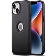 AIOVETEAB Compatible with iPhone 14 Plus Case Premium Leather TPU Hybrid Case Cover,Black