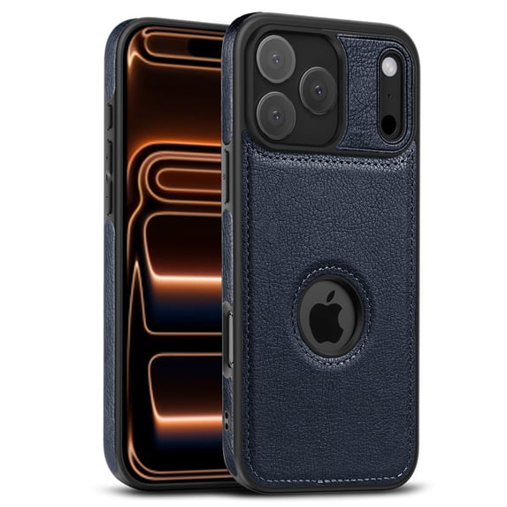 AIOVETEAB Compatible with iPhone 17 Pro Max Case Premium Leather TPU Hybrid Case Cover,Blue