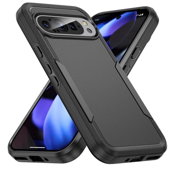 AIOVETEAB Defender Case Designed for Google Pixel 9/9 Pro case, Heavy Duty Shockproof Rugged Protective Bumper Cover for Google Pixel 9/Google Pixel 9 Pro (Black)