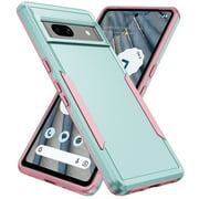 AIOVETEAB Defender Case Designed for Google Pixel 7a case, Heavy Duty Shockproof Rugged Protective Bumper Cover for Google Pixel 7a Green Pink