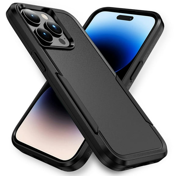 AIOVETEAB Defender Case Designed for iPhone 14 Pro case, Heavy Duty Shockproof Rugged Protective Bumper Cover for iPhone 14 Pro 6.1 Inch (Black)