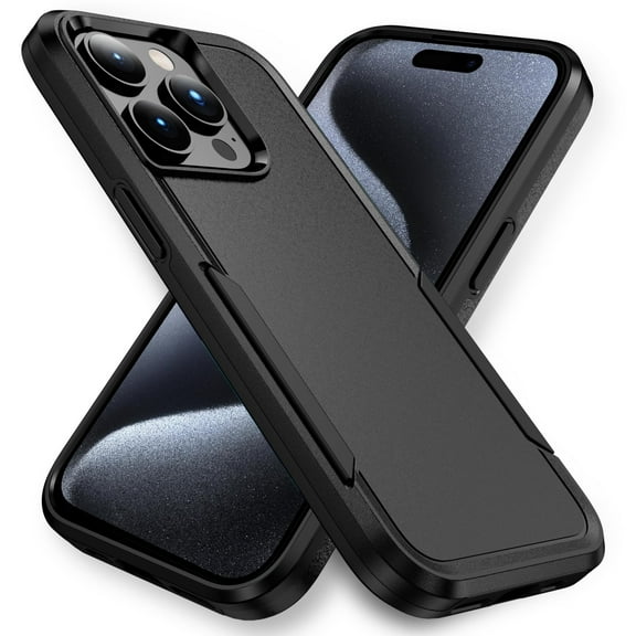 AIOVETEAB Defender Case Designed for iPhone 15 Pro case, Heavy Duty Shockproof Rugged Protective Bumper Cover for iPhone 15 Pro 6.1 Inch (Black)