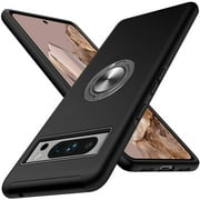 AIOVETEAB for Google Pixel 8 Pro Case,Silky Soft Touch Heavy Duty Protective Cover with Ring Holder Kickstand Magnetic Phone Case for Pixel 8 Pro 2023 Black