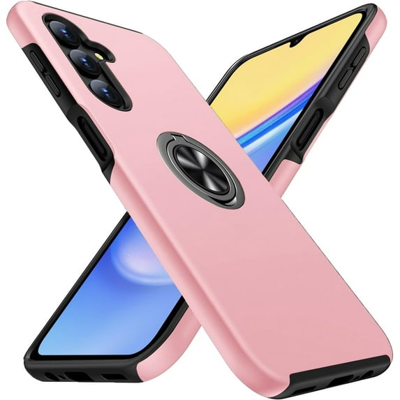 AIOVETEAB for Samsung Galaxy A15 5G Case,Silky Soft Touch Heavy Duty Protective Cover with Ring Holder Kickstand Magnetic Phone Case for Samsung Galaxy A15 5G 2024 (Pink)