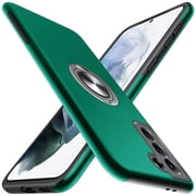 AIOVETEAB for Samsung Galaxy S21 Case,Silky Soft Touch Heavy Duty Protective Cover with Ring Holder Kickstand Phone Case for Samsung Galaxy S21 Green