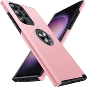 AIOVETEAB for Samsung Galaxy S23 Ultra Case,Silky Soft Touch Heavy Duty Protective Cover with Ring Holder Kickstand Phone Case for Samsung Galaxy S23 Ultra Pink