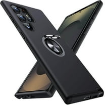 AIOVETEAB for Samsung Galaxy S25 Ultra Case,Silky Soft Touch Heavy Duty Protective Cover with Ring Holder Kickstand Phone Case for Samsung Galaxy S25 Ultra (Black)