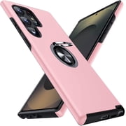 AIOVETEAB for Samsung Galaxy S25 Ultra Case,Silky Soft Touch Heavy Duty Protective Cover with Ring Holder Kickstand Phone Case for Samsung Galaxy S25 Ultra Pink