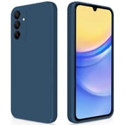 AIOVETEAB Silicone Case Compatible with Samsung Galaxy A15, Full Body Silky Soft Touch Phone Case with Camera Protection, Shockproof Cover, Blue