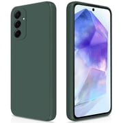 AIOVETEAB Silicone Case Compatible with Samsung Galaxy A55, Full Body Silky Soft Touch Phone Case with Camera Protection, Shockproof Cover with Microfiber Lining, Green